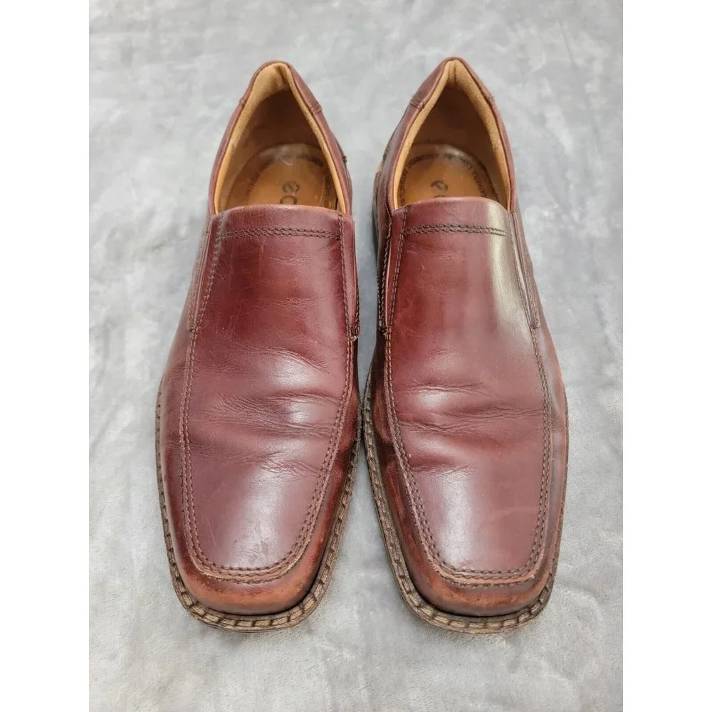 Ecco‎ Holton Loafer Men's Sz 10 Business Casual Shoe Comfy Brown Leather Slip On